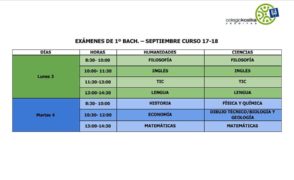 Exámenes de septiembre-Bachillerato