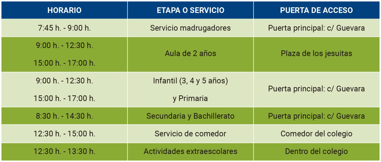 Horario del Centro Colegio Kostka Santander